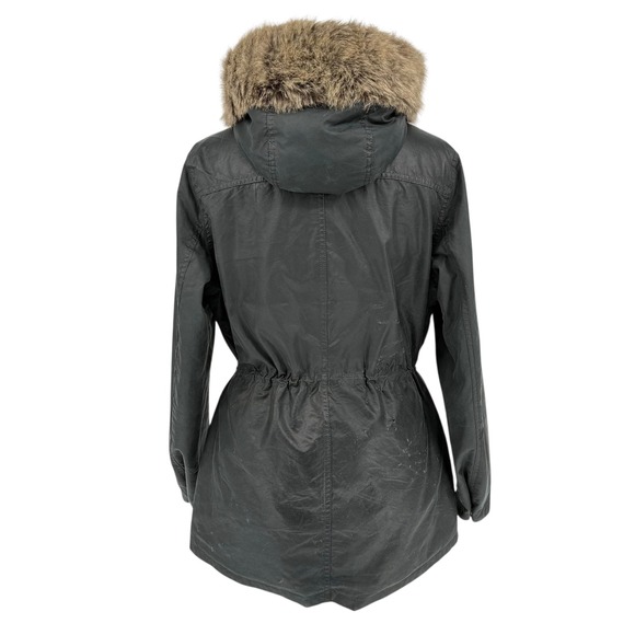 Barbour Womens Kelsall Faux Fur & Faux Shearling Trim Waxed Cotton Parka size 8 - Picture 4 of 16